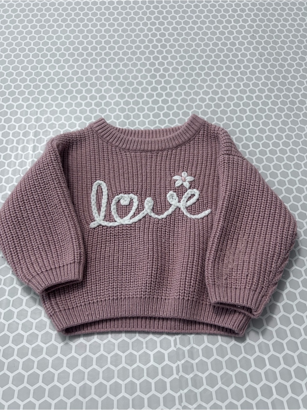 Cozy Mauve 'Love' Crewneck Sweater Size 12M